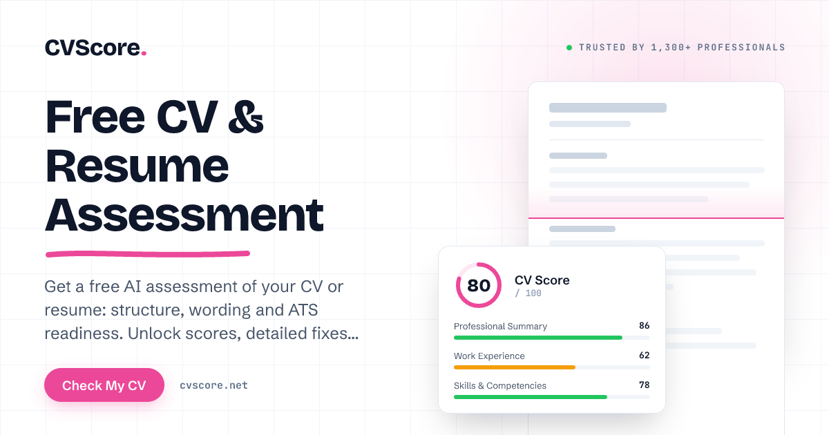 CV Score — Free CV & Resume Assessment
